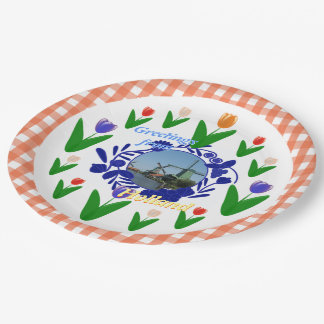 Art-Tulpe-Blumenmuster Hollands Delftware Pappteller
