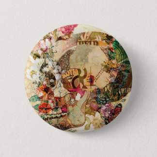 Art Vintag Sugar Skull Blume Button
