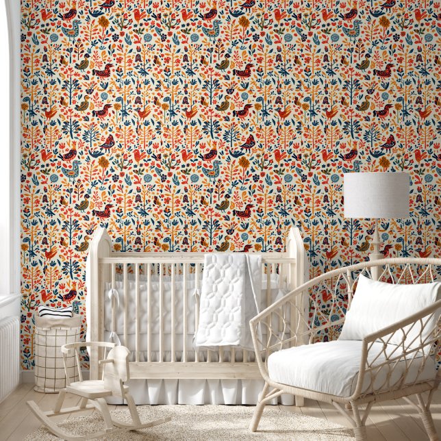 Art Wallpaper | Tribal Folk Pattern Wall Mural Tapete (Kinder)