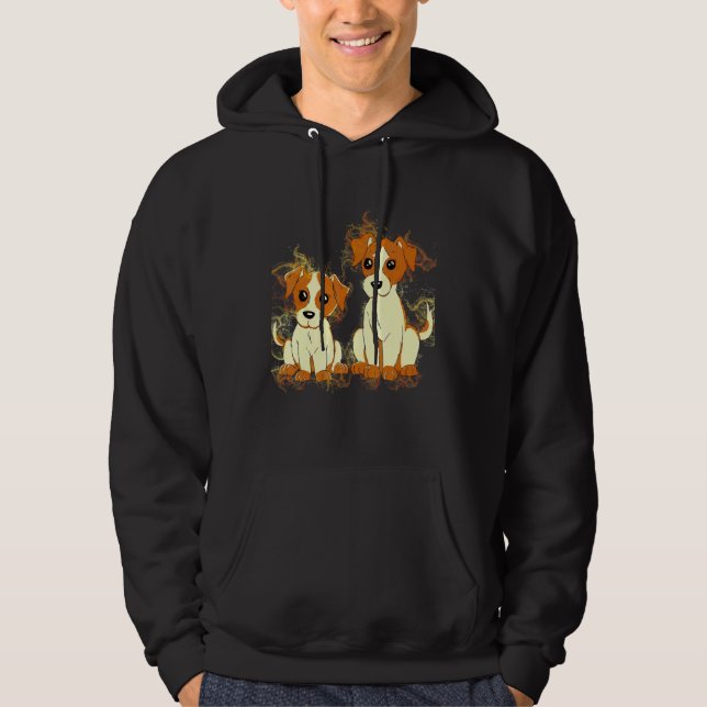 Art Watercolor Jack Russell Terrier Dogs Hoodie (Vorderseite)