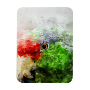 Art Watercolor Parrot Grüner Parkettboden Geschen Magnet