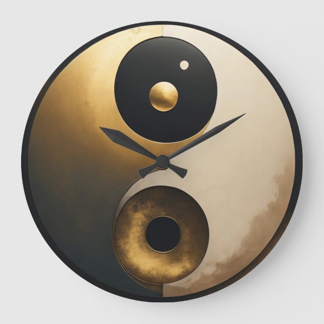 Art Yin Yang Große Wanduhr (Vorderseite)