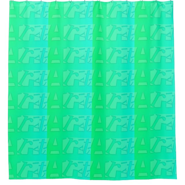 Art Zeitgenössische Typografie Grüne Farbe Duschvorhang (Vorderseite)