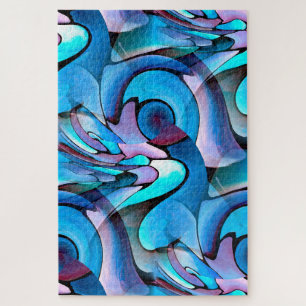 Artdeco Abstraktes Aqua Geometrisches Muster Puzzle