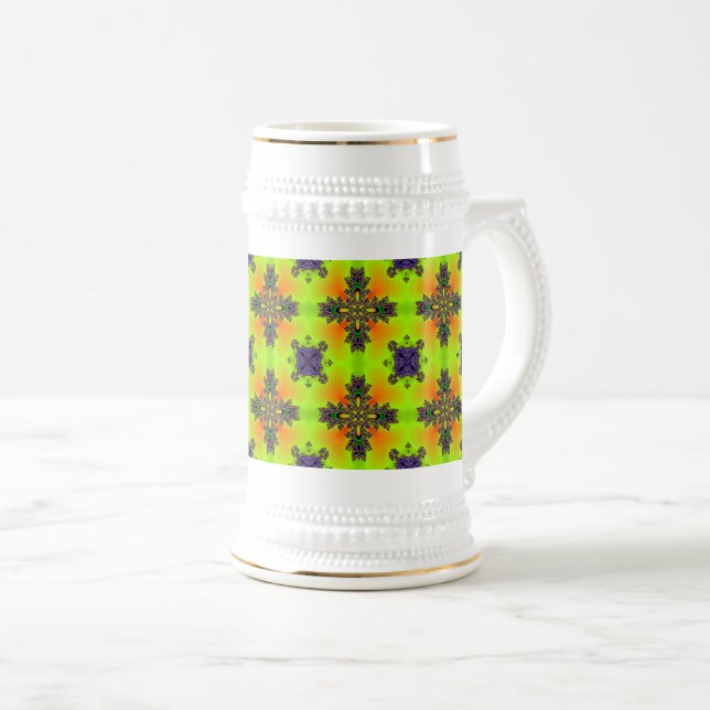 Artdeco-Blume im Retro-Stil Bierglas (VorderseiteRechts)