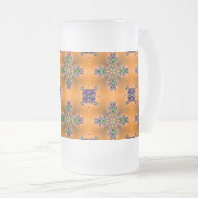 Artdeco-Blume im Retro-Stil Mattglas Bierglas (VorderseiteRechts)