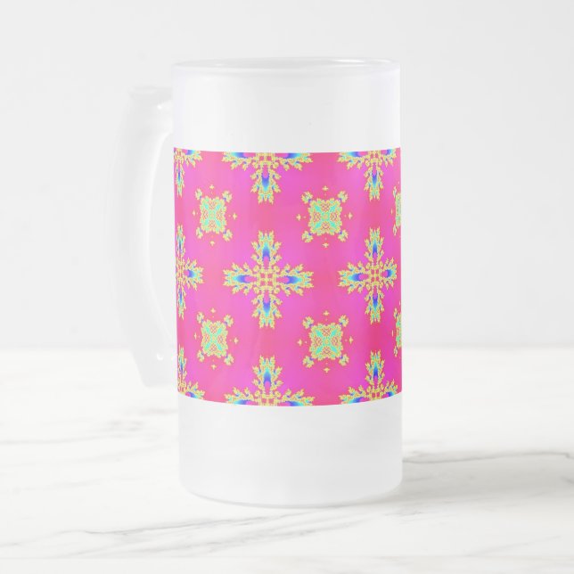 Artdeco-Blume im Retro-Stil Mattglas Bierglas (Vorderseite Links)
