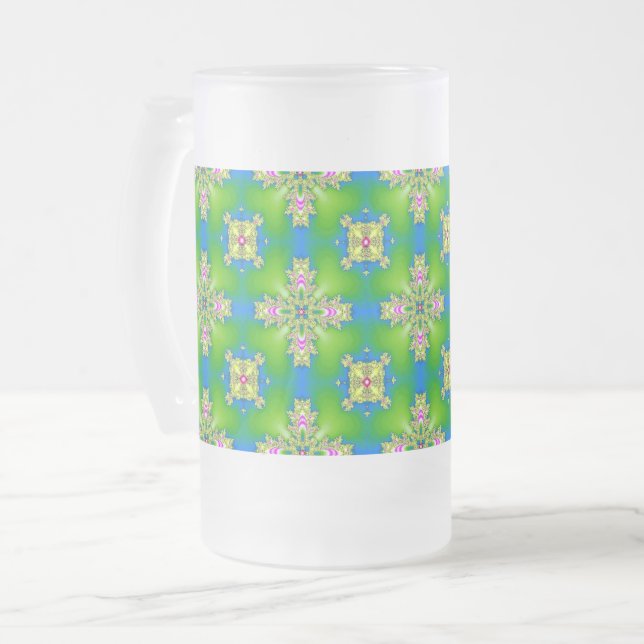 Artdeco-Blume im Retro-Stil Mattglas Bierglas (Vorderseite Links)