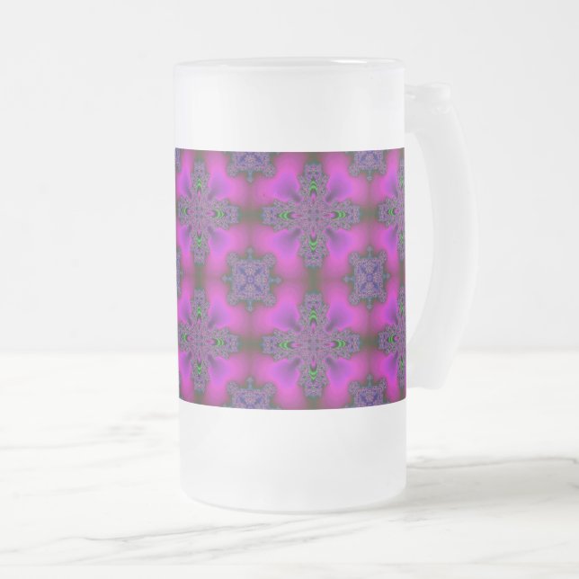 Artdeco-Blume im Retro-Stil Mattglas Bierglas (VorderseiteRechts)