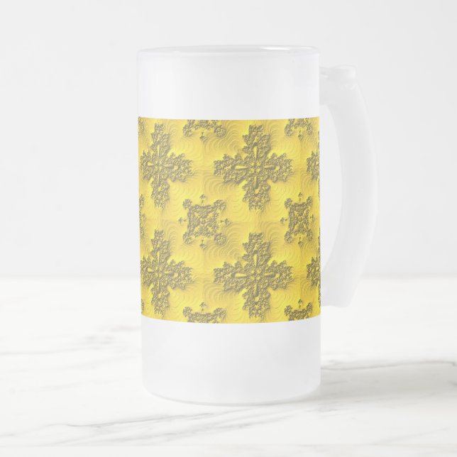 Artdeco-Blume im Retro-Stil Mattglas Bierglas (VorderseiteRechts)