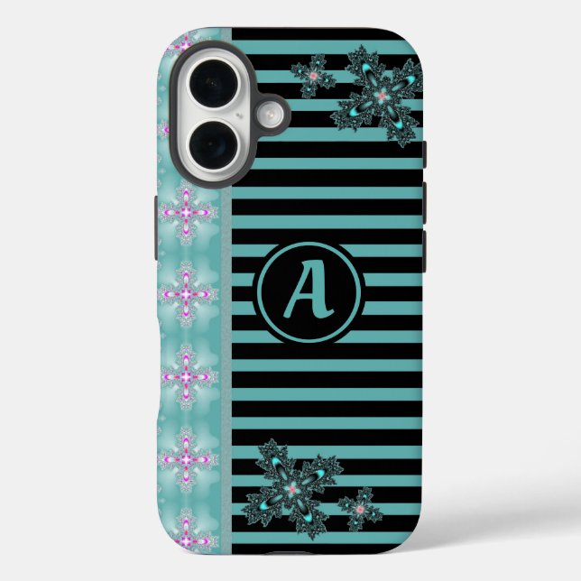 Artdeco-Blume im Retro-Stil mit Monogramm Case-Mate iPhone Hülle (Rückseite)
