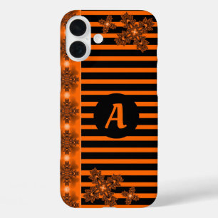 Artdeco-Blume im Retro-Stil mit Monogramm iPhone 16 Plus Hülle