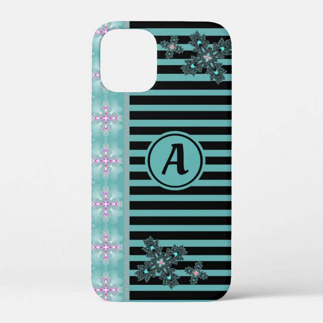 Artdeco-Blume im Retro-Stil mit Monogramm Case-Mate iPhone Hülle (Rückseite)