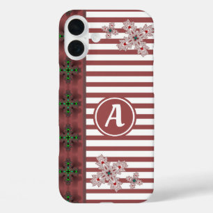 Artdeco-Blume im Retro-Stil mit Monogramm iPhone 16 Plus Hülle