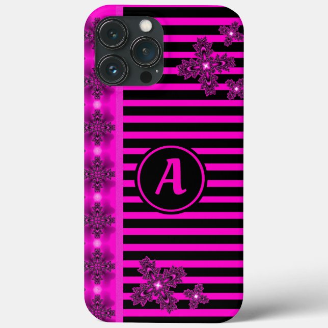 Artdeco-Blume im Retro-Stil mit Monogramm Case-Mate iPhone Hülle (Rückseite)