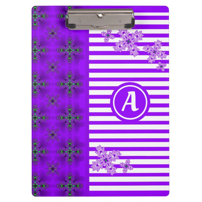 Artdeco-Blume im Retro-Stil mit Monogramm Klemmbrett (Vorderseite)