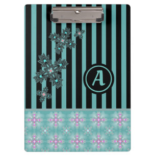 Artdeco-Blume im Retro-Stil mit Monogramm Klemmbrett