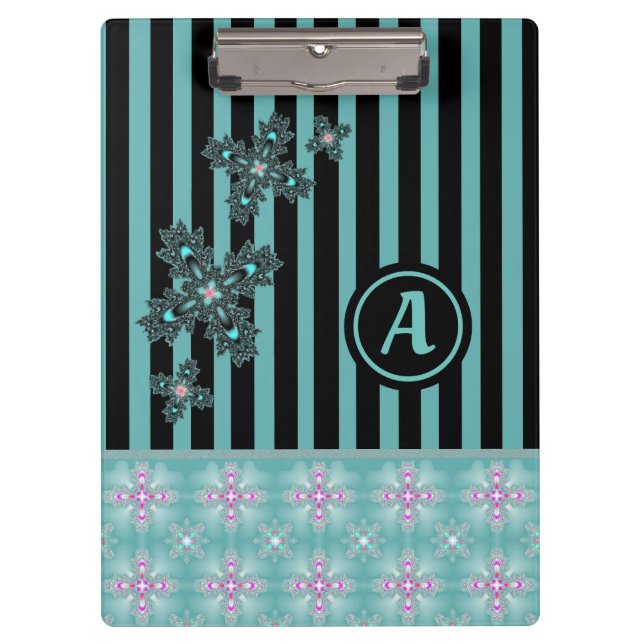 Artdeco-Blume im Retro-Stil mit Monogramm Klemmbrett (Vorderseite)
