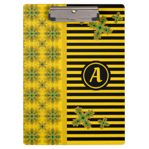 Artdeco-Blume im Retro-Stil mit Monogramm Klemmbrett