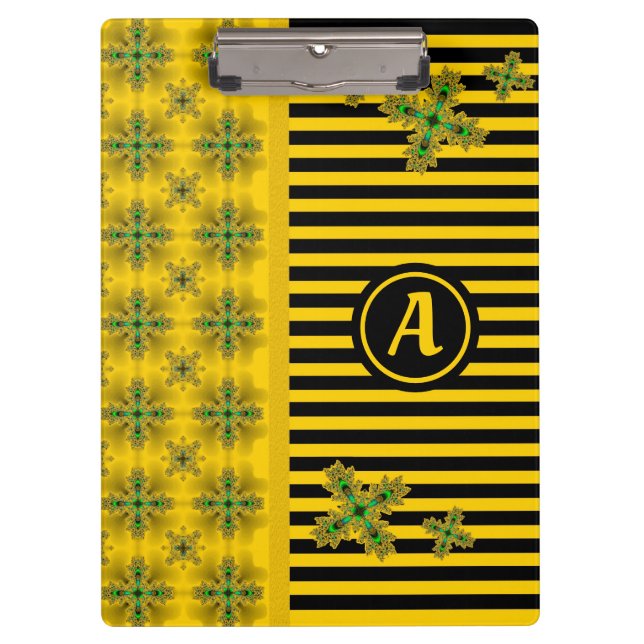 Artdeco-Blume im Retro-Stil mit Monogramm Klemmbrett (Vorderseite)