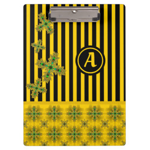 Artdeco-Blume im Retro-Stil mit Monogramm Klemmbrett