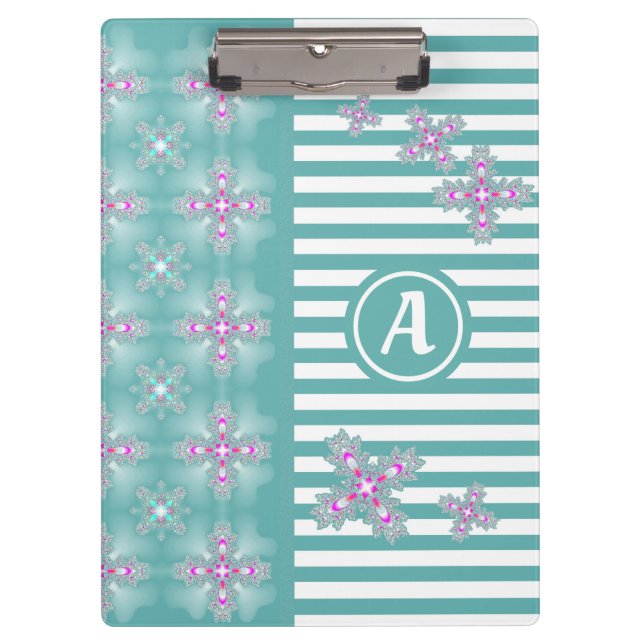 Artdeco-Blume im Retro-Stil mit Monogramm Klemmbrett (Vorderseite)