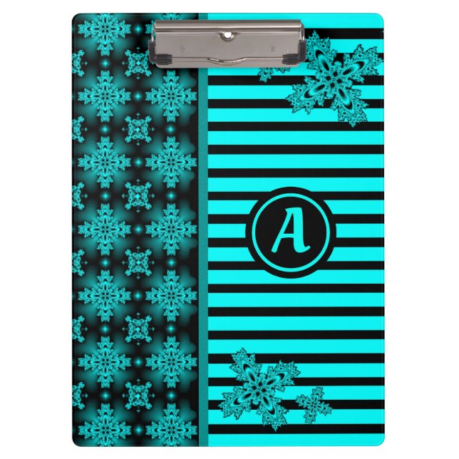 Artdeco-Blume im Retro-Stil mit Monogramm Klemmbrett (Vorderseite)