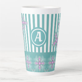 Artdeco-Blume im Retro-Stil mit Monogramm Milchtasse