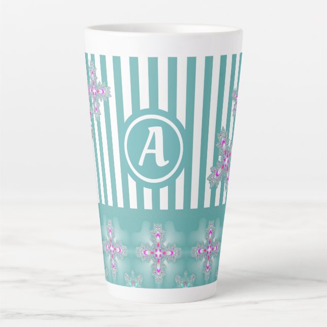 Artdeco-Blume im Retro-Stil mit Monogramm Milchtasse (Vorderseite)