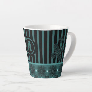 Artdeco-Blume im Retro-Stil mit Monogramm Milchtasse