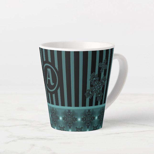 Artdeco-Blume im Retro-Stil mit Monogramm Milchtasse (Rechte Ecke)