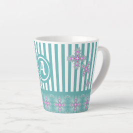 Artdeco-Blume im Retro-Stil mit Monogramm Milchtasse