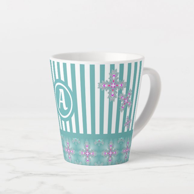 Artdeco-Blume im Retro-Stil mit Monogramm Milchtasse (Rechte Ecke)
