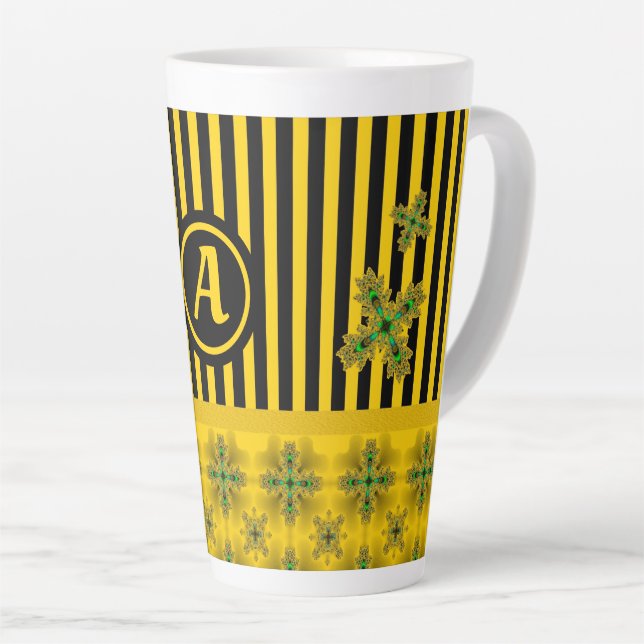 Artdeco-Blume im Retro-Stil mit Monogramm Milchtasse (Rechte Ecke)