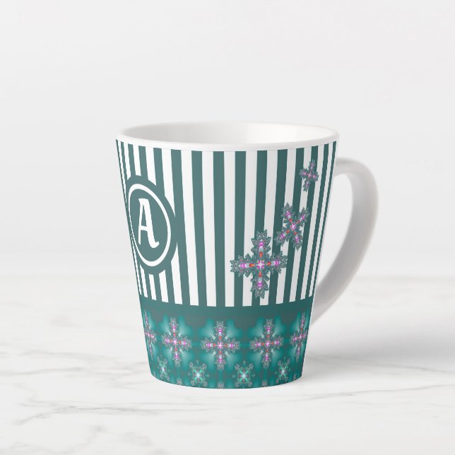 Artdeco-Blume im Retro-Stil mit Monogramm Milchtasse (Rechte Ecke)