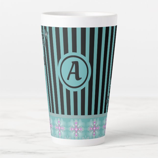 Artdeco-Blume im Retro-Stil mit Monogramm Milchtasse (Vorderseite)