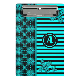 Artdeco-Blume im Retro-Stil mit Monogramm Mini Klemmbrett