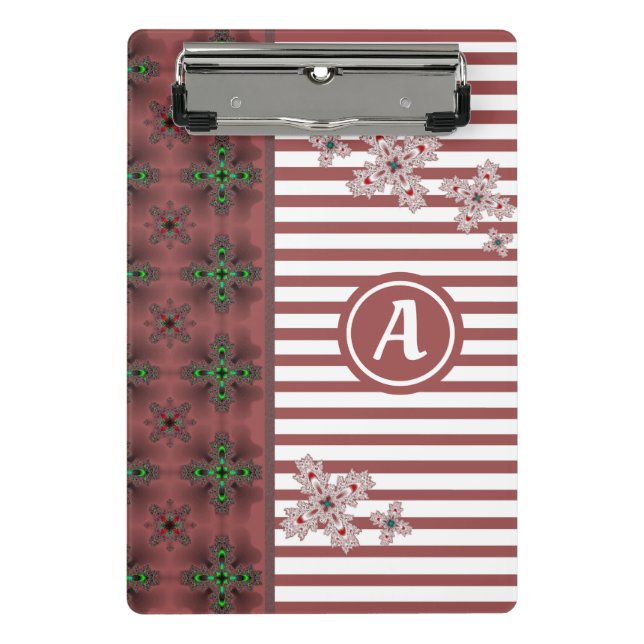 Artdeco-Blume im Retro-Stil mit Monogramm Mini Klemmbrett (Vorderseite)