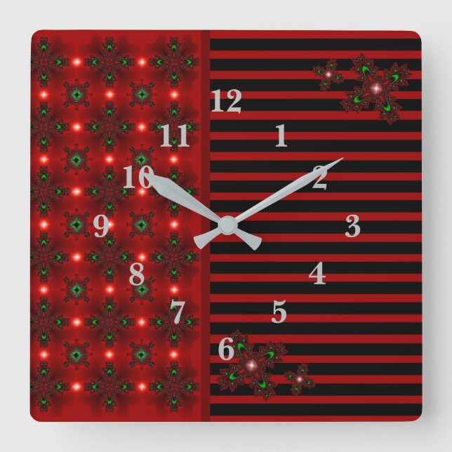 Artdeco-Blume im Retro-Stil Quadratische Wanduhr (Vorderseite)