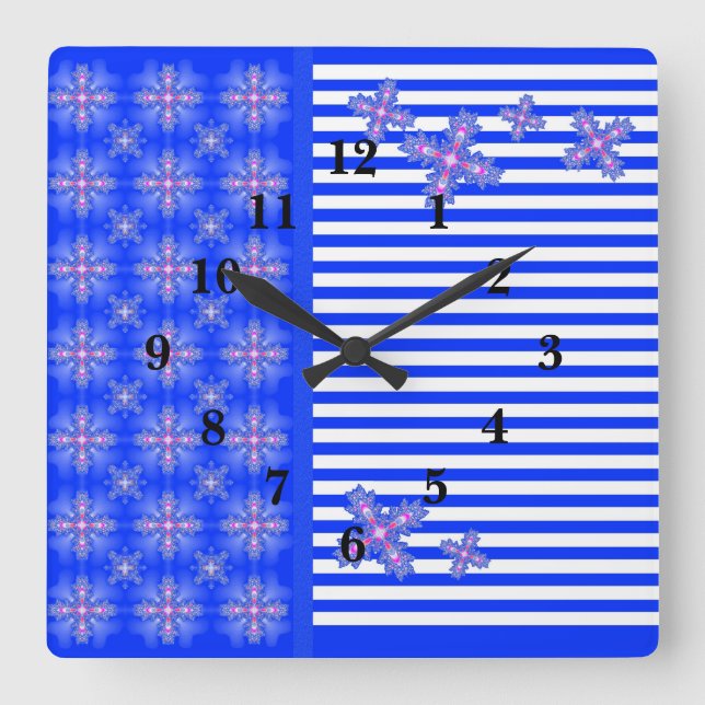 Artdeco-Blume im Retro-Stil Quadratische Wanduhr (Vorderseite)