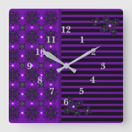 Artdeco-Blume im Retro-Stil Quadratische Wanduhr