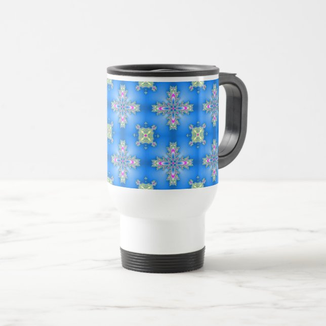 Artdeco-Blume im Retro-Stil Reisebecher (VorderseiteRechts)