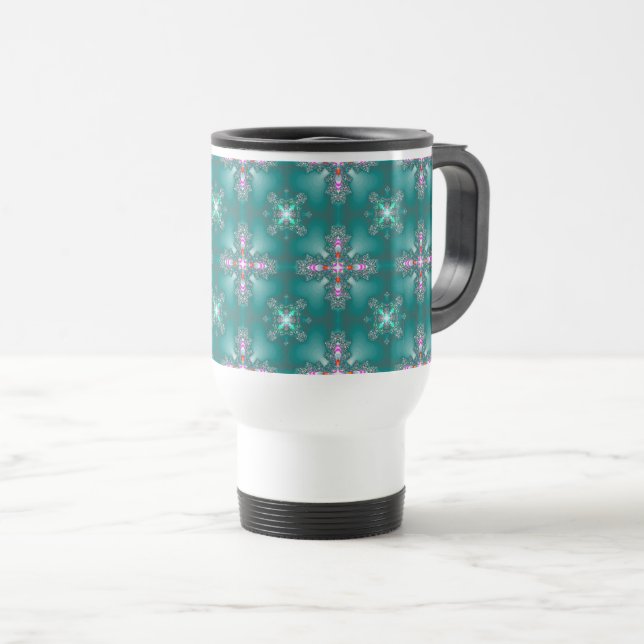 Artdeco-Blume im Retro-Stil Reisebecher (VorderseiteRechts)