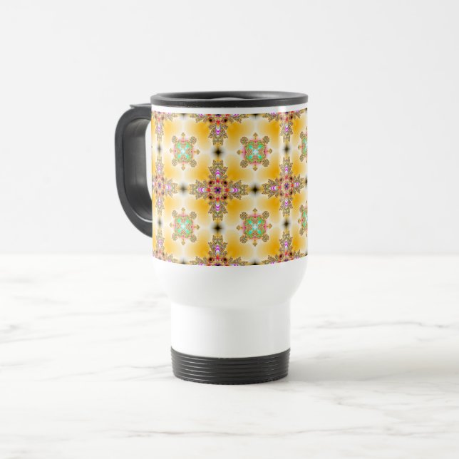 Artdeco-Blume im Retro-Stil Reisebecher (Vorderseite Links)