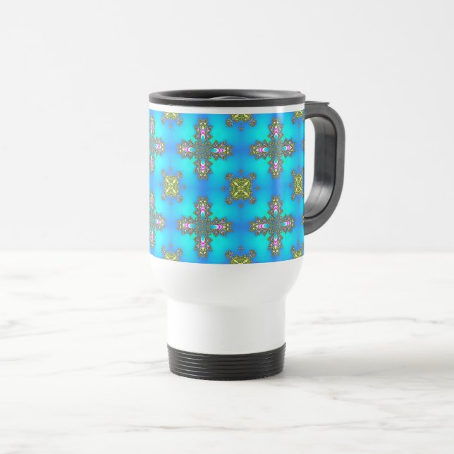 Artdeco-Blume im Retro-Stil Reisebecher (VorderseiteRechts)