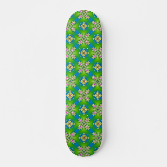 Artdeco-Blume im Retro-Stil Skateboard (Vorne)