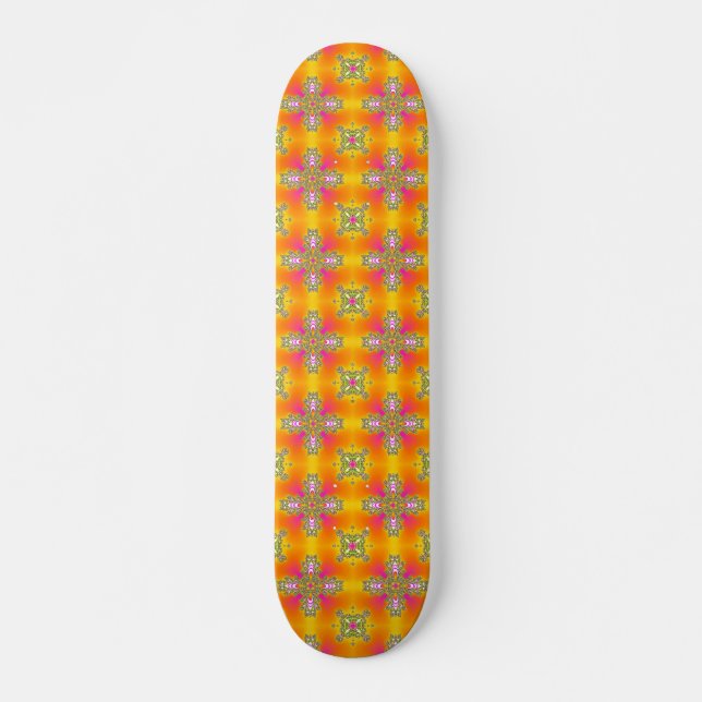 Artdeco-Blume im Retro-Stil Skateboard (Vorne)