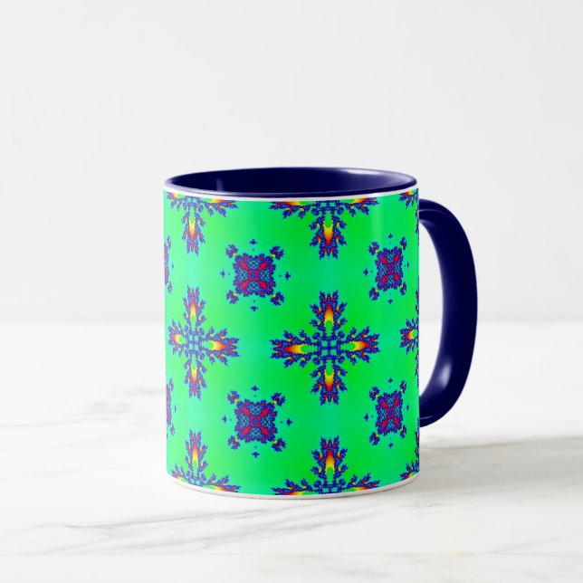 Artdeco-Blume im Retro-Stil Tasse (VorderseiteRechts)