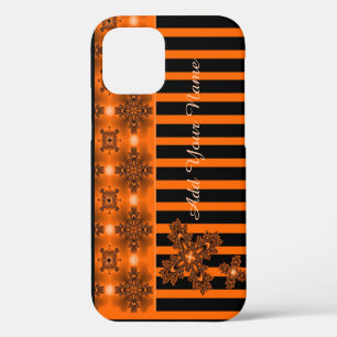 Artdeco-Blumen im Retro-Stil, fügen Sie Ihren Name iPhone 12 Pro Hülle