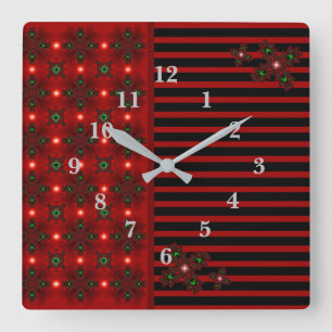 Artdeco Flowers in Retro Style Quadratische Wanduhr